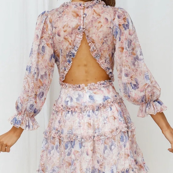 Hello Molly Fountain Side Dress Purple Floral - Picture 4 of 5